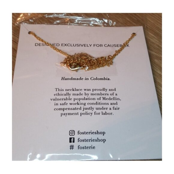 Fosterie Gold Layered Gem Necklace Gold Plated Dainty Chain Bar Pendant New NWT. - Picture 5 of 5